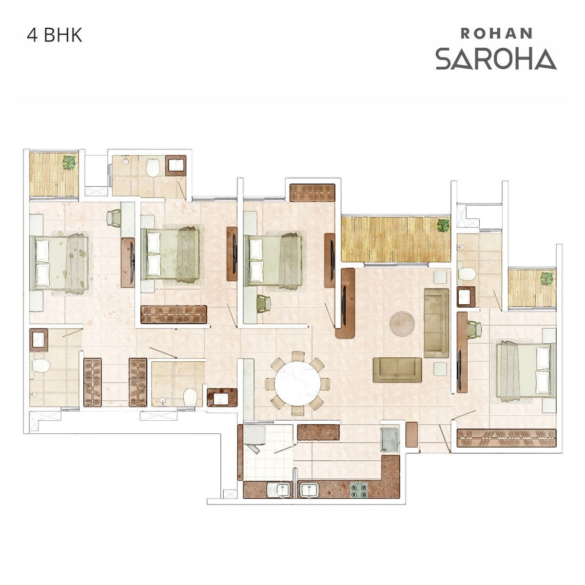 Rohan Saroha 4 BHK Floor Plan D 